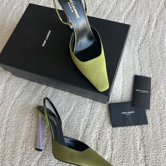 Saint Laurent Silk Slingback Pumps - Picture 1 of 10